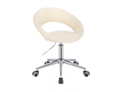 Židle NAPOLI VELUR na stříbrné podstavě s kolečky - krémová