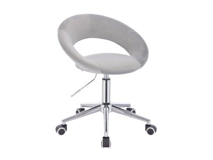 Židle NAPOLI VELUR na stříbrné podstavě s kolečky - světle šedá