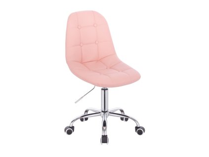Židle SAMSON na stříbrné podstavě s kolečky - světle růžová