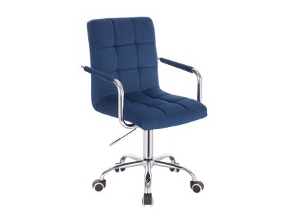 Židle VERONA VELUR na stříbrné podstavě s kolečky - modrá