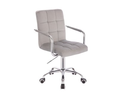 Židle VERONA VELUR na stříbrné podstavě s kolečky - světle šedá