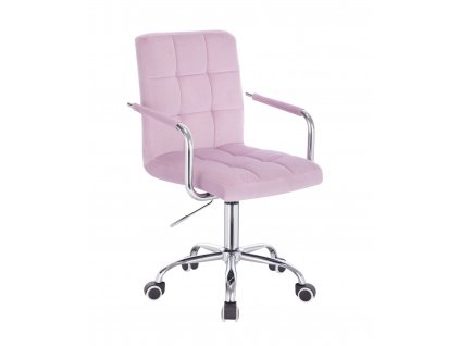 Kosmetická židle VERONA VELUR na stříbrné podstavě s kolečky - fialový vřes