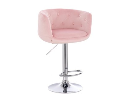 Barová židle MONTANA VELUR na stříbrném talíři - světle růžová