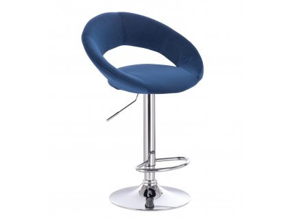Barová židle NAPOLI VELUR na stříbrném talíři - modrá
