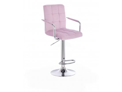 Barová židle VERONA VELUR na stříbrném talíři - fialový vřes