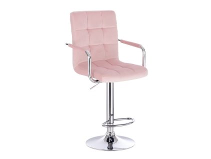 Barová židle VERONA VELUR na stříbrném talíři - světle růžová