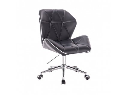 Kosmetická židle MILANO MAX na stříbrné podstavě s kolečky - černá