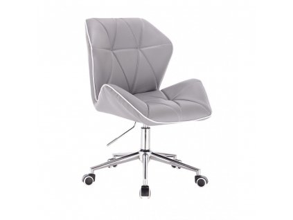 Kosmetická židle MILANO MAX na stříbrné podstavě s kolečky - šedá