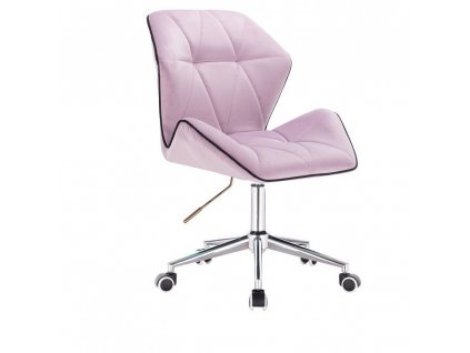 Kosmetická židle MILANO MAX VELUR na stříbrné podstavě s kolečky - fialový vřes