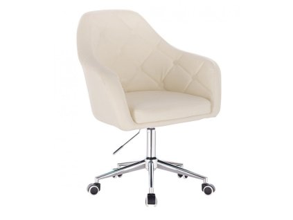 Křeslo ANDORA na stříbrné podstavě s kolečky - krémové