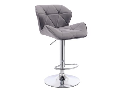 Barová židle MILANO VELUR na stříbrném talíři - tmavě šedá