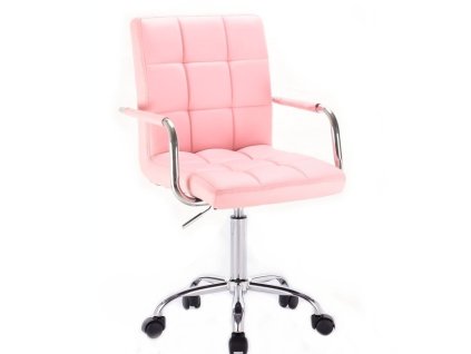 Židle VERONA na stříbrné podstavě s kolečky - světle růžová