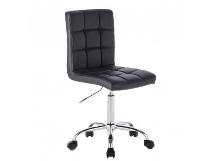 Kosmetická židle TOLEDO na stříbrné podstavě s kolečky - černá