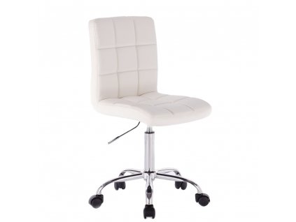 Kosmetická židle TOLEDO na stříbrné podstavě s kolečky - bílá