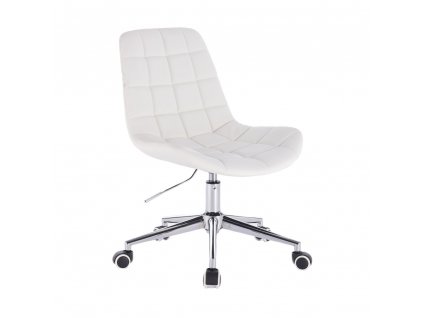 Židle PARIS na stříbrné podstavě s kolečky - bílá