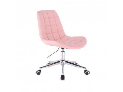 Židle PARIS na stříbrné podstavě s kolečky - světle růžová
