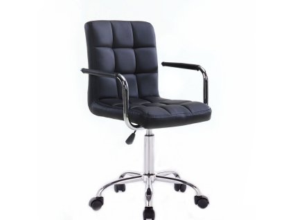 Židle VERONA na stříbrné podstavě s kolečky - černá