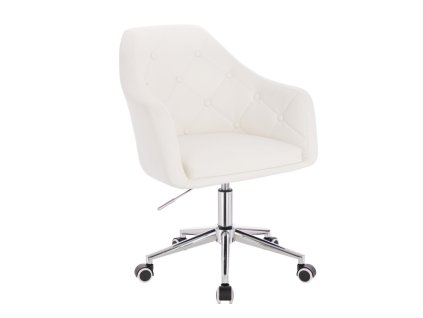 Křeslo ANDORA na stříbrné podstavě s kolečky - bílé