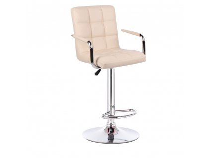 Barová židle VERONA na stříbrné kulaté podstavě - krémová
