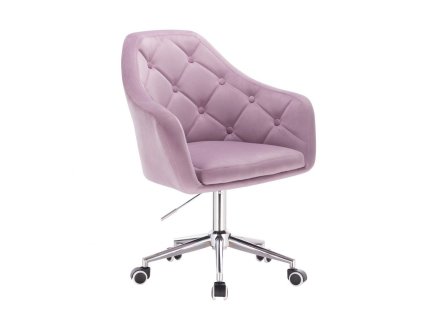 Křeslo ANDORA VELUR na stříbrné podstavě s kolečky - levandule