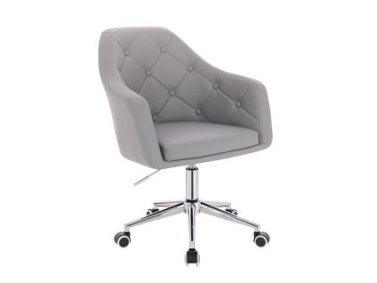 Křeslo ANDORA na stříbrné podstavě s kolečky - šedé