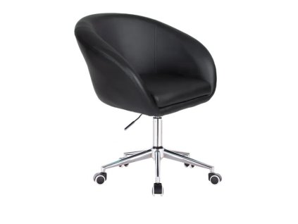 Židle VENICE na stříbrné podstavě s kolečky - černá