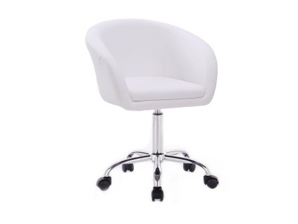 Židle VENICE na stříbrné podstavě s kolečky -  bílá