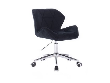 Židle MILANO VELUR na stříbrné podstavě s kolečky - černá