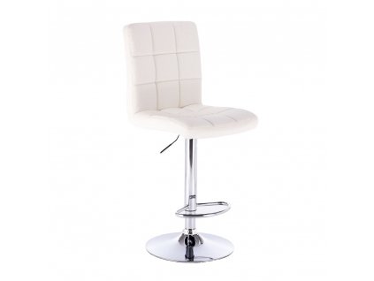 Barová židle TOLEDO na stříbrné kulaté podstavě - bílá
