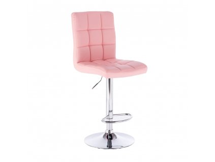 Barová židle TOLEDO na stříbrné kulaté podstavě - růžová