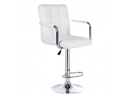 Barová židle VERONA na stříbrné kulaté podstavě - bílá