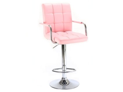 Barová židle VERONA na stříbrném talíři - světle růžová