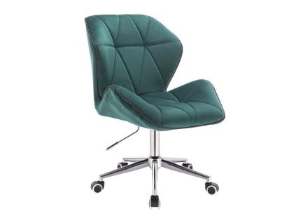 Židle MILANO MAX VELUR na stříbrné podstavě s kolečky - zelená