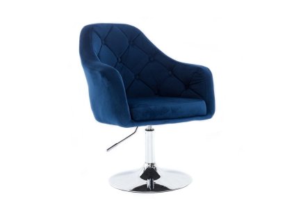 Křeslo ANDORA VELUR  na stříbrném talíři - modré