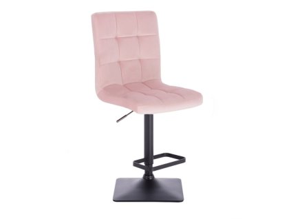 Barová židle TOLEDO VELUR na černé hranaté podstavě - světle růžová