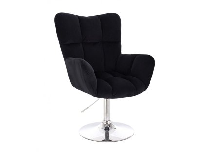 Křeslo AURORA VELUR na stříbrném talíři - černé