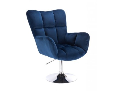 Křeslo AURORA VELUR na stříbrném talíři - modré