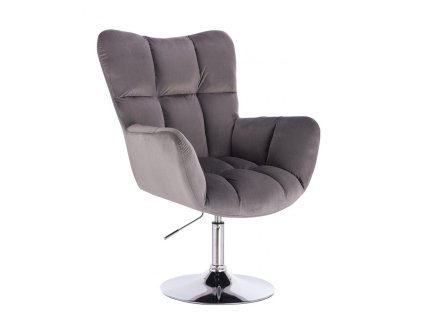 Křeslo AURORA VELUR na stříbrném talíři - tmavě šedé