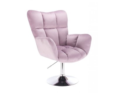 Křeslo AURORA VELUR na stříbrném talíři - levandule