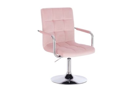 Židle VERONA VELUR na stříbrném talíři - světle růžová