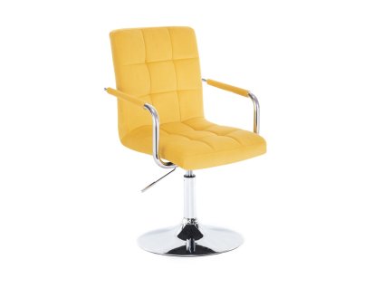 Židle VERONA VELUR na stříbrném talíři - žlutá