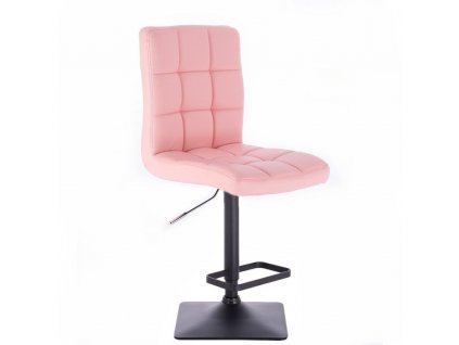 Barová židle TOLEDO na černé hranaté podstavě - světle růžová