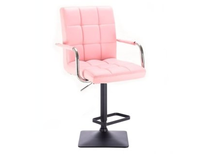 Barová židle VERONA na černé hranaté podstavě - světle růžová
