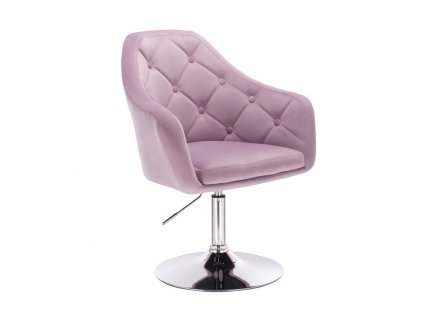 Křeslo ANDORA VELUR na stříbrném talíři - levandule