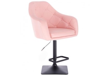 Barová židle ANDORA na černé hranaté podstavě - světle růžová