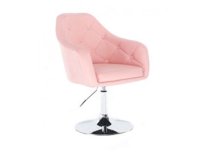 Křeslo ANDORA na stříbrném talíři - světle růžové