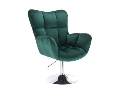 Křeslo AURORA VELUR na stříbrném talíři - zelené