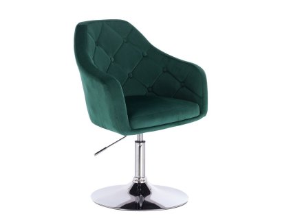 Křeslo ANDORA VELUR na stříbrném talíři - zelené