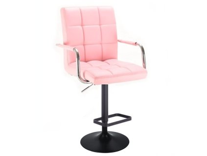 Barová židle VERONA na černém talíři - světle růžová