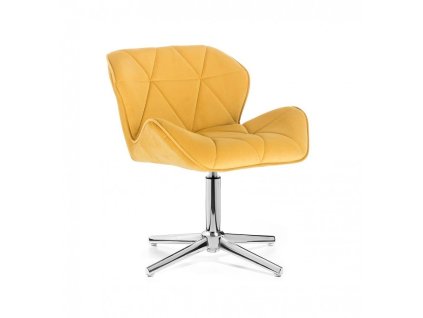 Židle MILANO VELUR na stříbrném kříži - žlutá